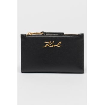 Portcart din piele cu logo Signature