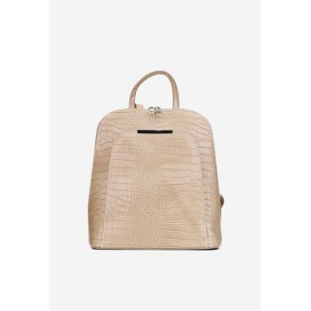 Rucsac dama elegant bej din piele croco