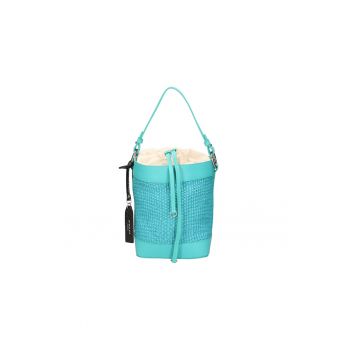 Geanta bucket de piele si material textil