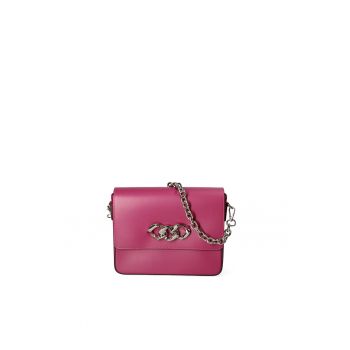Geanta crossbody de piele cu detaliu metalic
