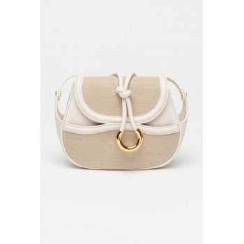 Geanta crossbody de piele cu insertii textile