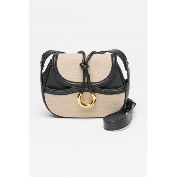 Geanta crossbody de piele cu insertii textile