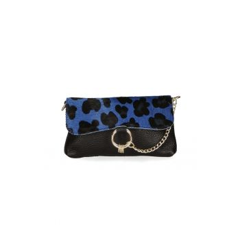 Geanta crossbody de piele cu model si lant decorativ