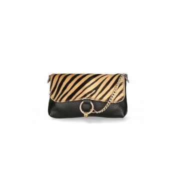 Geanta crossbody de piele cu model si lant decorativ