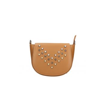 Geanta crossbody de piele cu perle sintetice