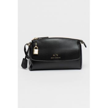 Geanta crossbody de piele ecologica cu accesoriu logo