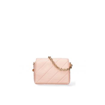 Geanta crossbody de piele ecologica cu bareta lant - Piersica