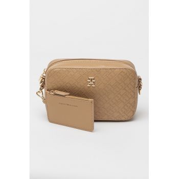 Geanta crossbody de piele ecologica cu model monograma Distinct