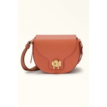 Geanta crossbody din piele cu bareta cu model logo Lotus