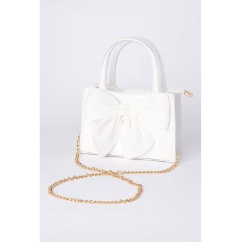 Geanta crossbody din piele ecologica cu aplicatie funda