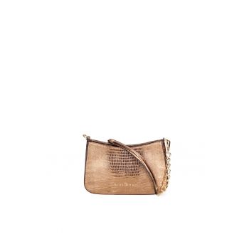 Geanta de piele aspect metalic