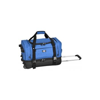 Geanta de voiaj cu role  2 compartimente - poliester 600D/bumbac - 50 cm - albastru