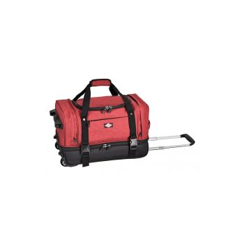 Geanta de voiaj cu role  2 compartimente - poliester 600D/bumbac - 50 cm - grena