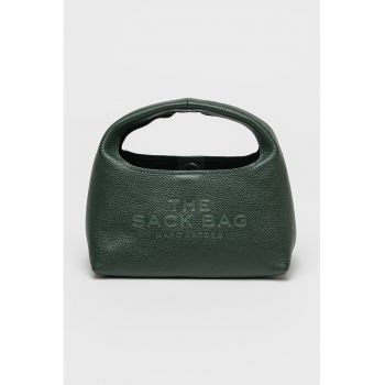 Geanta din piele cu maner si logo stantat The Mini Sack