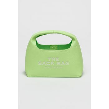 Geanta din piele cu maner si logo stantat The Mini Sack