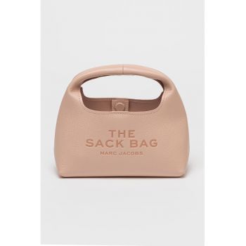 Geanta din piele cu maner si logo stantat The Mini Sack