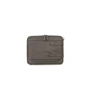 Geanta messenger unisex din piele cu fermoar - Grayed Jade
