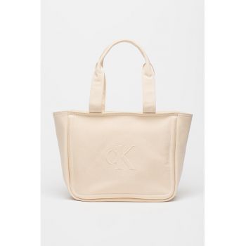 Geanta shopper din panza cu detaliu logo