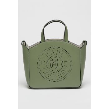 Geanta tote de piele cu logo stantat