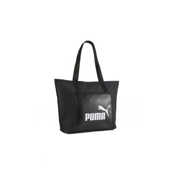 Geanta tote din material textil cu buzunar frontal cu fermoar