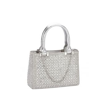 Geanta clutch argintie cu pietricele BK07 05 17325