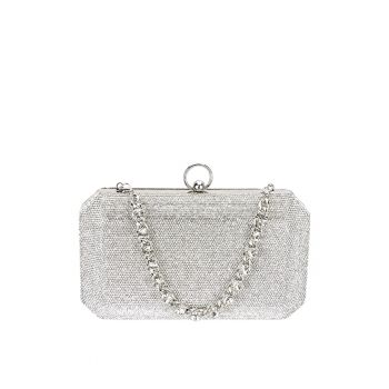 Geanta clutch argintiu cu pietricele BCK-1110 05 17317