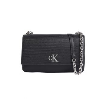Geanta crossbody cu clapa si monograma Minimal
