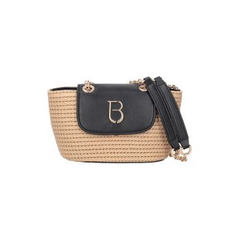 Geanta crossbody cu insertie de rafie