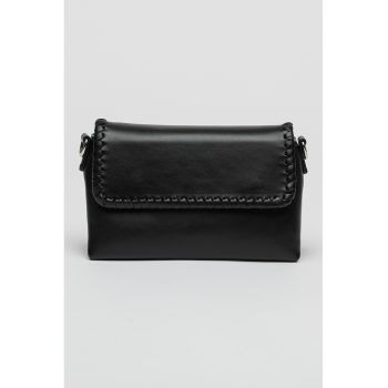 Geanta crossbody de piele ecologica cu clapa si bareta detasabila