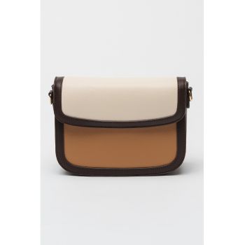 Geanta crossbody de piele ecologica cu doua nuante