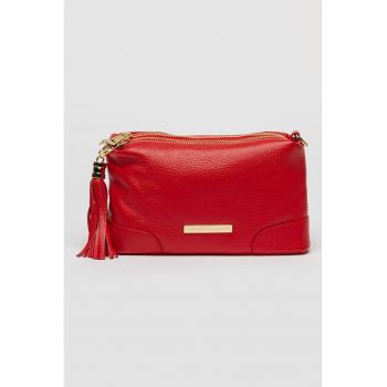 Geanta crossbody din piele cu compartimente multiple