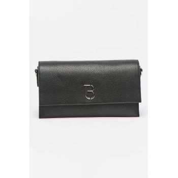 Geanta crossbody din piele cu logo metalic si clapa