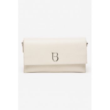 Geanta crossbody din piele cu logo metalic si clapa