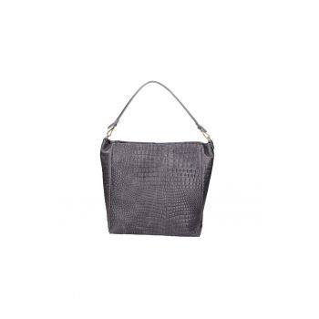 Geanta hobo de piele cu model piele de reptila
