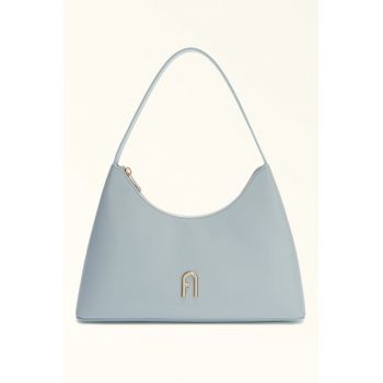 Geanta piele cu bareta de umar Diamante - Albastru pastel