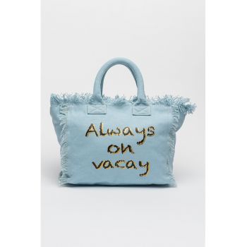 Geanta shopper cu imprimeu text