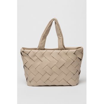 Geanta shopper din piele ecologica cu aspect impletit Mandy