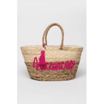 Geanta tote din material textil cu imprimeu text