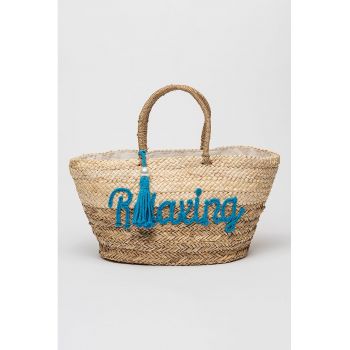 Geanta tote din material textil cu imprimeu text