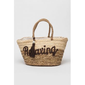 Geanta tote din material textil cu imprimeu text