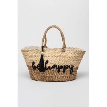 Geanta tote din material textil cu imprimeu text