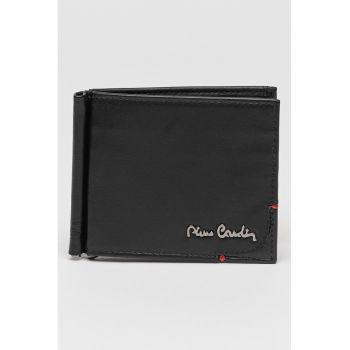 Portofel de piele cu clips pentru bacnote