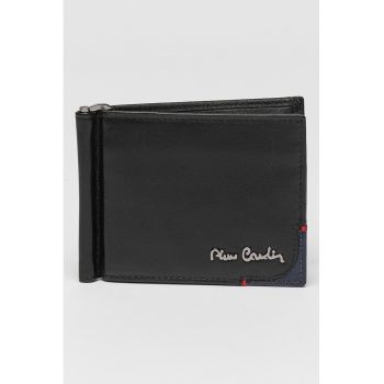 Portofel de piele cu clips pentru bacnote