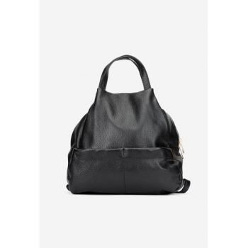 Rucsac dama din piele naturala texturata neagra