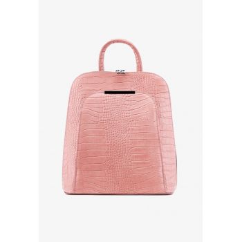 Rucsac dama elegant roz pudra din piele croco