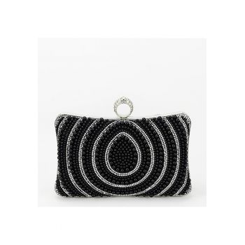 Geanta clutch negru cu perle BYH-866 07 15430