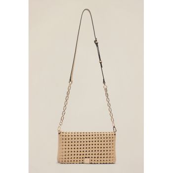 Geanta crossbody cu aspect impletit
