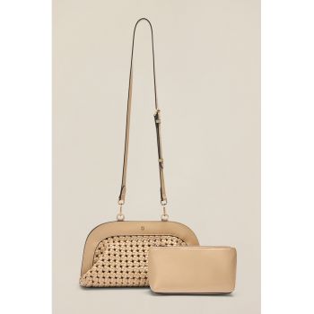 Geanta crossbody cu aspect impletit
