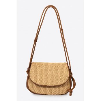 Geanta crossbody cu aspect tesut