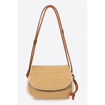 Geanta crossbody cu aspect tesut